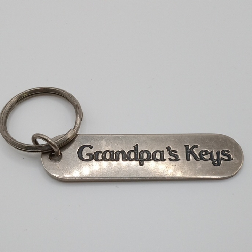Vintage Russ Keychain Brass 'Grandpa's Keys' With Patina T86
